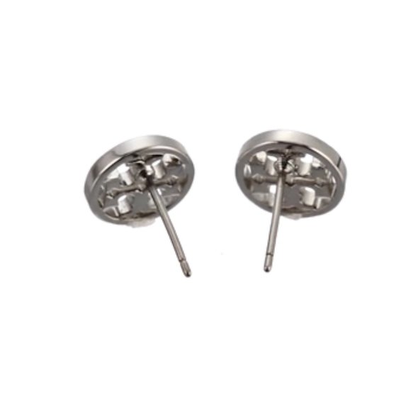 Tory Burch Silver Small Circle Logo Studs - Picture 2 of 10